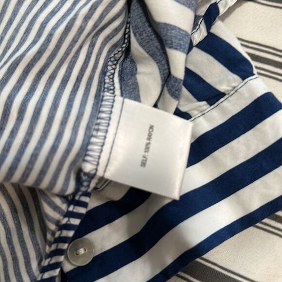 Jane+Delancey Sz L Blue & White Striped Button Up - Picture 15 of 16